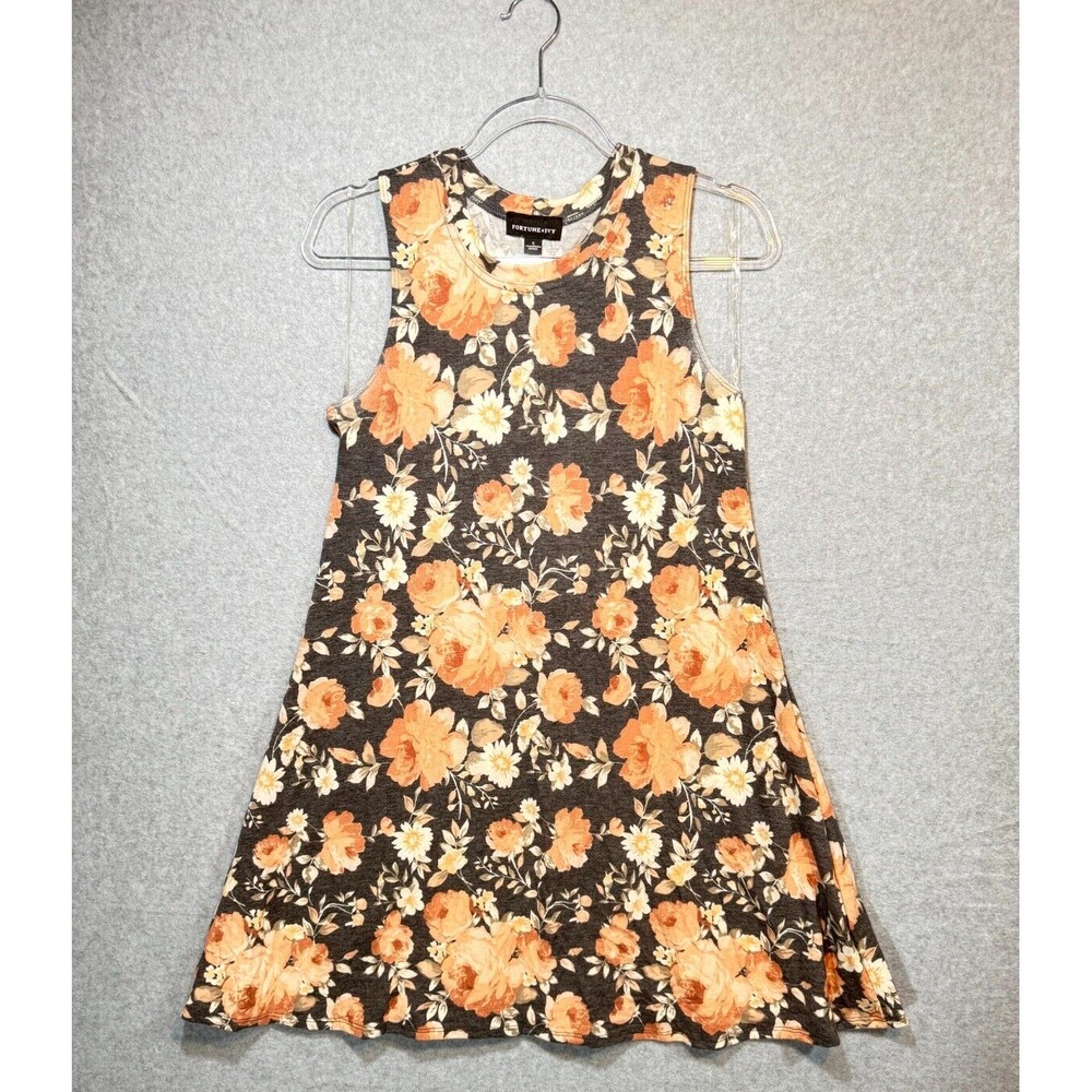 Fortune + IVY Shift Dress Women Small Multi Floral Stretch Round Neck Sleeveless